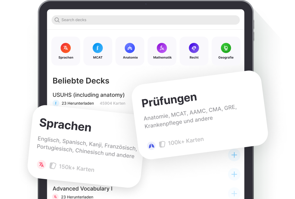 Wähle aus 50.000+ vorgefertigten Decks